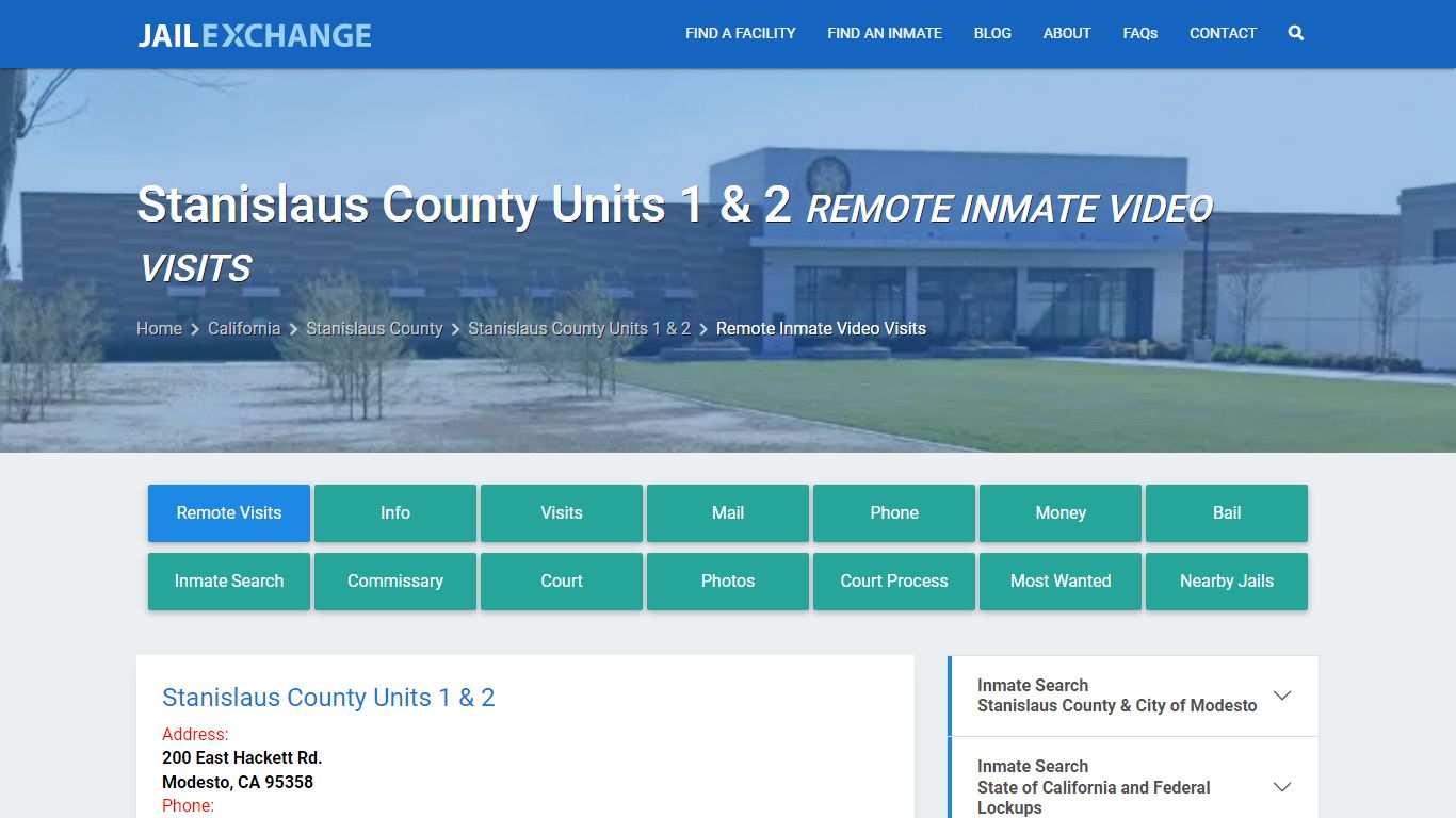 Video Visitation - Stanislaus County Units 1 & 2, CA - Jail Exchange